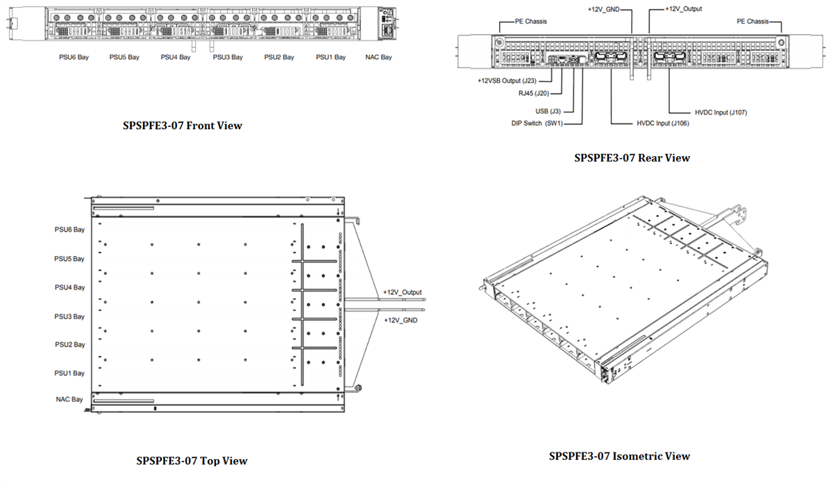 Mechanical Drawing - Bel Power Solutions SPSPFE3-07 Power Shelf